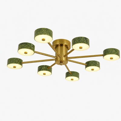 Green Jade Radial Semi-Flush Ceiling Light
