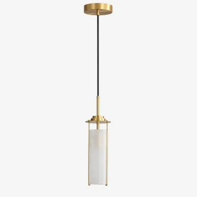 Suspension en laiton et verre d&eacute;poli ondul&eacute;