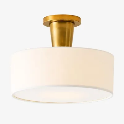 Plafonnier moderne encastr&eacute; en laiton et tissu