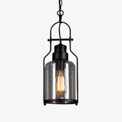 L&aacute;mpara colgante Lirra Vintage de hierro y cristal - L&aacute;mpara de techo de estilo industrial para bares y hogares U20