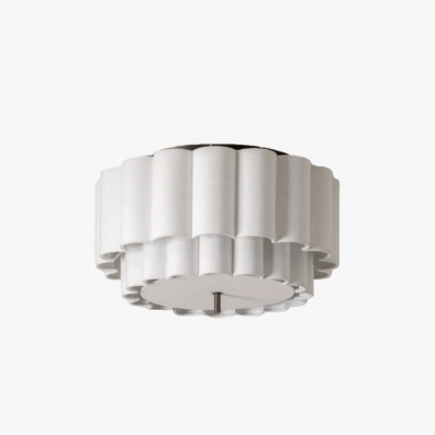 Linbron Flush Lighting &ndash; Lampada da soffitto moderna con paralume in lino smerlato e finitura in bronzo per sala da pranzo