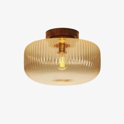 Plafonnier rond encastr&eacute; en verre cannel&eacute; ambr&eacute; r&eacute;tro Amberflow &ndash; Id&eacute;al pour les couloirs et les entr&eacute;es