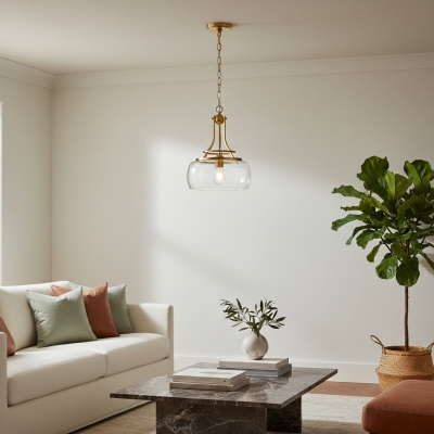 L&aacute;mpara colgante vintage Lirra con c&uacute;pula de cristal transparente - Estilo industrial cl&aacute;sico para entrada U10