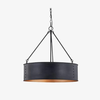 Dravik Moderne industrielle Trommel-Pendelleuchte &ndash; Schwarze Metall-Pendelleuchte f&uuml;r Wohn- oder Esszimmer U06