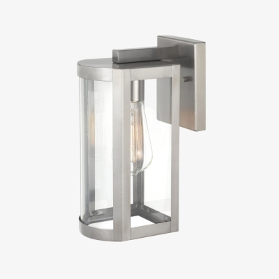 Lampada da parete per esterni Shieldra in acciaio inossidabile - Applique moderna impermeabile con gabbia in vetro trasparente per patio