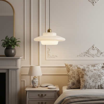L&aacute;mpara colgante art d&eacute;co Opalisse: l&aacute;mpara de techo con c&uacute;pula de cristal lechoso para comedor N07