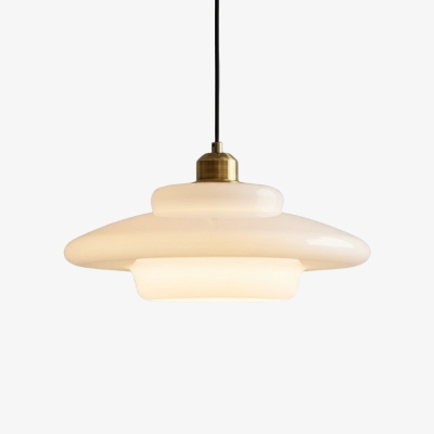 L&aacute;mpara colgante art d&eacute;co Opalisse: l&aacute;mpara de techo con c&uacute;pula de cristal lechoso para comedor N07