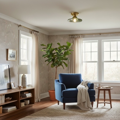 L&aacute;mpara de techo decorativa Petalyn: estilo p&eacute;talo vintage para pasillos N60