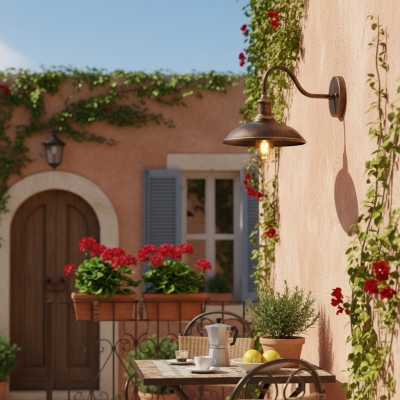 Lampada da parete vintage decorativa per esterni a forma di ciotola Solenvo - Illuminazione esterna per spazi da giardino