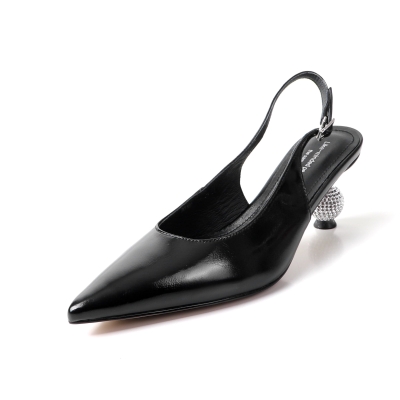 Sandalias elegantes de lujo con punta puntiaguda y pedrer&iacute;a para mujer