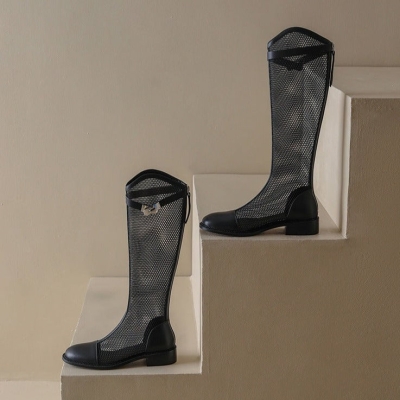 Sandalias vintage con recortes, botas de malla transpirables para mujer