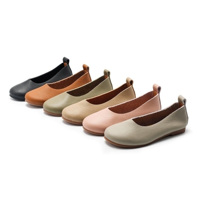 Zapatos planos de piel aut&eacute;ntica sin cordones para mujer, hechos a mano, en 8 colores