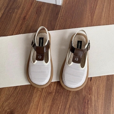 Sandalias de malla transpirable con parches para mujer: zapatos planos informales de verano