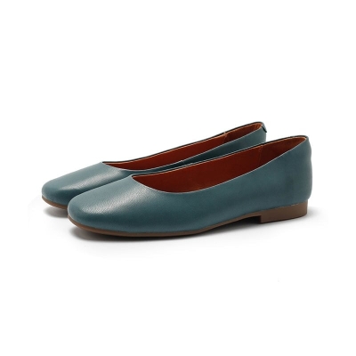 Zapatos planos de piel aut&eacute;ntica sin cordones para mujer, hechos a mano, en azul, blanco, negro, amarillo y marr&oacute;n.