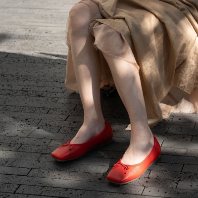 Zapatos planos de piel aut&eacute;ntica con lazo y punta cuadrada para mujer, hechos a mano, en 11 colores.