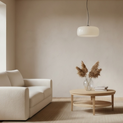 Okrągła szklana lampa wisząca Lunorae &ndash; nowoczesne, rzeźbiarskie oświetlenie do salonu