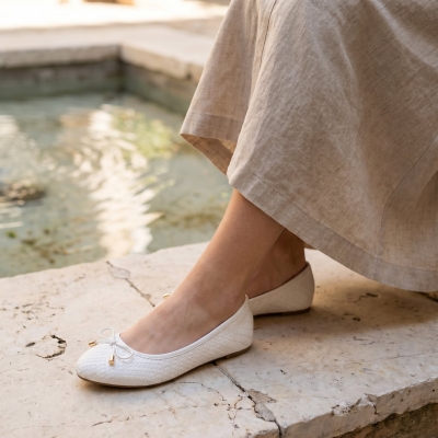 Zapatos planos minimalistas con detalle de lazo, transpirables y ligeros para uso diario - N45