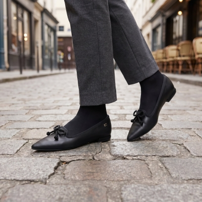 Zapatos planos casuales con lazo cl&aacute;sico y estructura flexible para mujer - N51