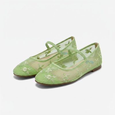Bailarinas de malla bordadas: estilo elegante y comodidad transpirable para mujer - N41