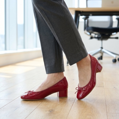 Zapatos de ballet elegantes con lazo y tac&oacute;n ancho, zapatos de tac&oacute;n ancho acolchados para mujer - N31