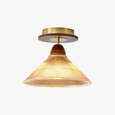 Lampa sufitowa plisowana w kolorze bursztynu w stylu vintage