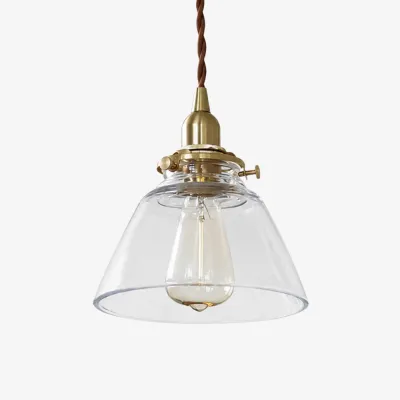 Lampa wisząca ze szkła w stylu vintage z mosiądzu