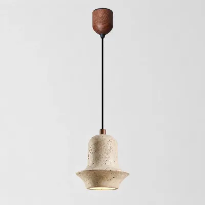 Suspension Wabi-Sabi en travertin jaune pour int&eacute;rieurs modernes et chaleureux