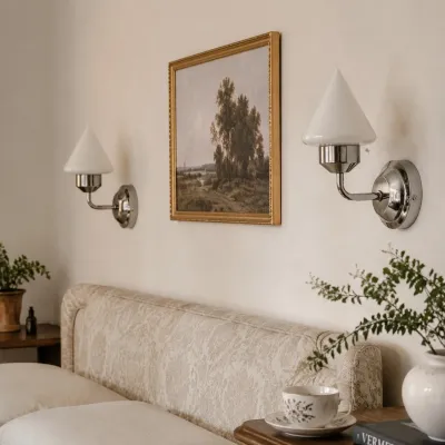 Aplique de pared de metal y cristal