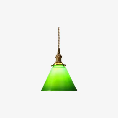L&aacute;mpara colgante vintage de cristal verde
