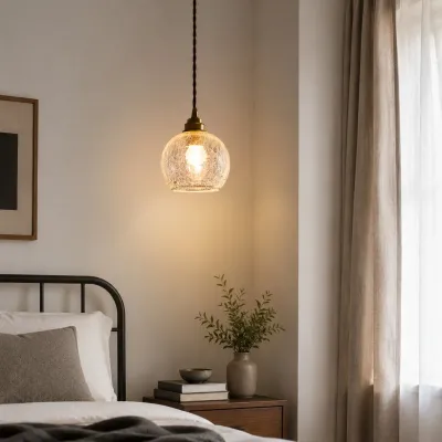 Lampa wisząca z mosiężnego szkła Crackle