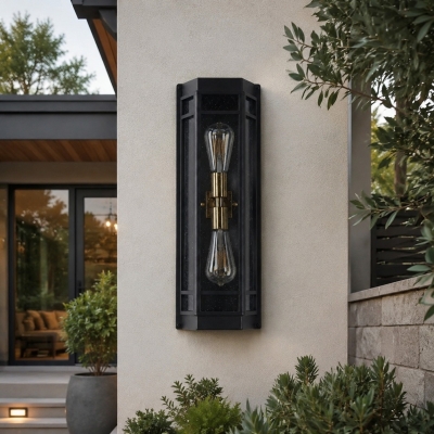 Applique da esterno moderna in vetro nero per veranda.