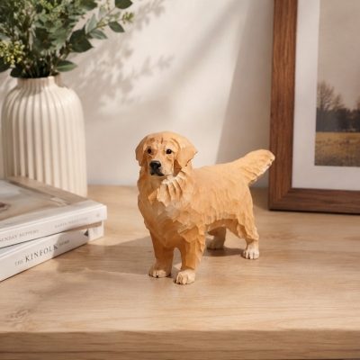 Carved Golden Retriever Desk Ornament
