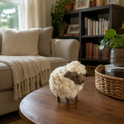 Nepal Handmade Wool Felt Sheep Figurine