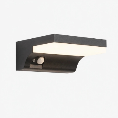 Lampada da parete per esterni in alluminio nero e vetro con sensore di movimento