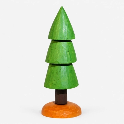Carved Wooden Pine Tree Tabletop Ornament
