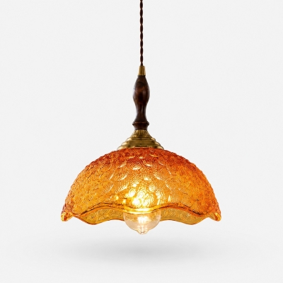 Vintage hanglamp van gegolfd glas
