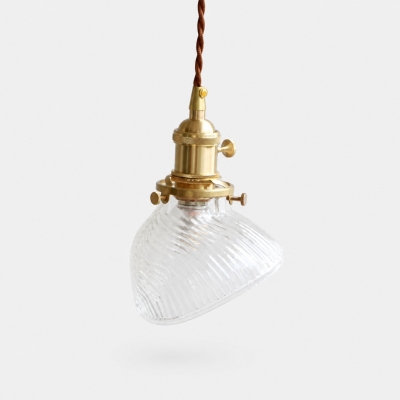 Mini suspension vintage en verre c&ocirc;tel&eacute; et laiton