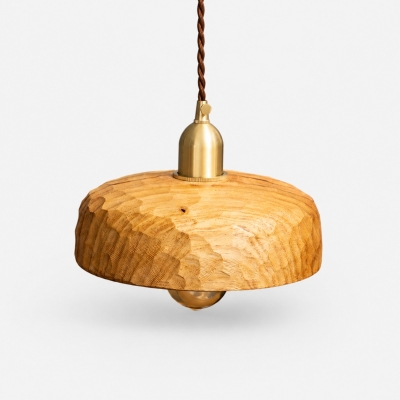 Lampe suspendue en bois sculpt&eacute; &agrave; la main, style Wabi-Sabi