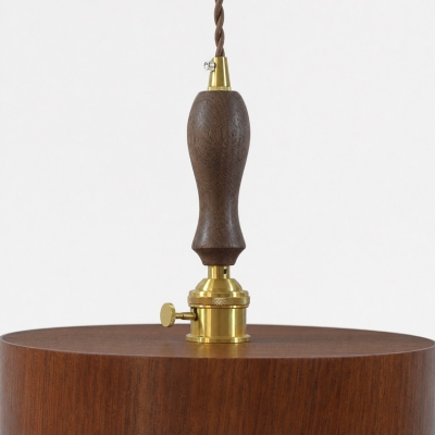 Suspension vintage en cuir marron avec accents en bois