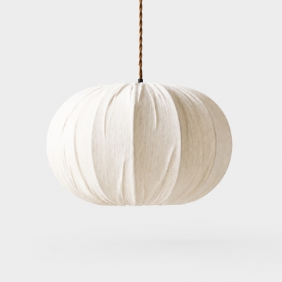 Suspension en tissu avec rosace en bois