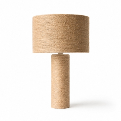 Lampe de table cylindrique en jute tress&eacute;