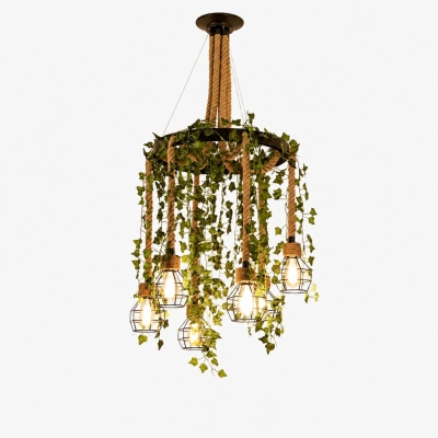 Rope-Wrapped Industrial Ring Chandelier
