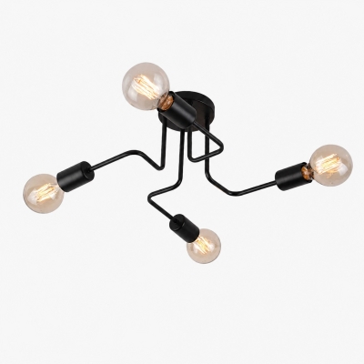 Black Spider Arm Flush-Mount Ceiling Light