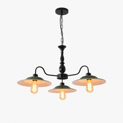 Green Enamel Industrial Chandelier