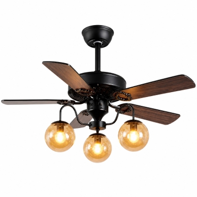 Ventilateur de plafond rustique en bois avec lumi&egrave;re