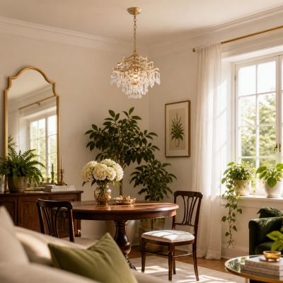 Tiered Crystal Drum Chandelier