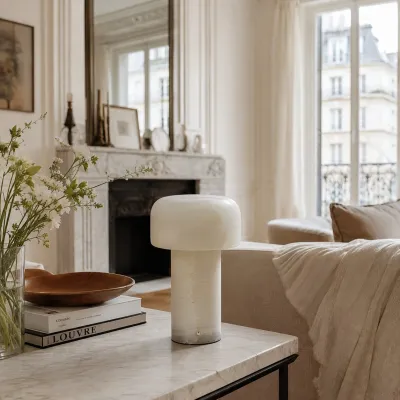 Sculptural Stone Cordless Table Lamp