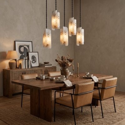 Frosted Cylinder Shade Chain Hardwired Chandelier