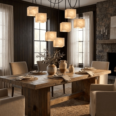 Frosted Alabaster Multi-Light Hardwired Chandelier