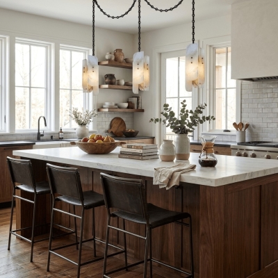 Frosted Cylinder Shade Chain Hardwired Chandelier